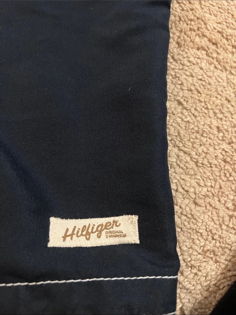 Tommy Hilfiger Mens Navy Blue Swim Trunks with White Drawstring